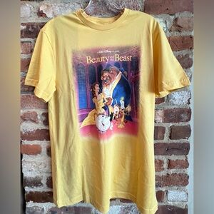 Disney Parks Beauty and the Beast Movie Poster Yellow Adult T-Shirt NEW